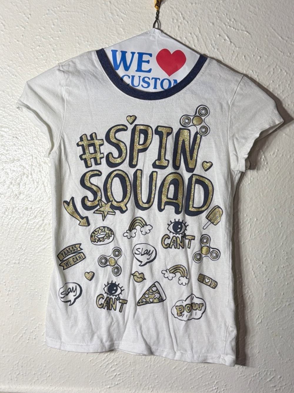 The Children's Place White "#SPIN SQUAD" Graphic Tee with Gold and Black Accents